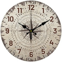 12inch Vintage Nautical Compass Wall Clock Silent Wall Clocks Round Digital Clocks Battery Operated Clock