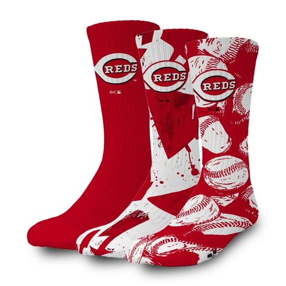 ISlide Cincinnati Reds Three-Pack Lifestyle Crew Socks Set