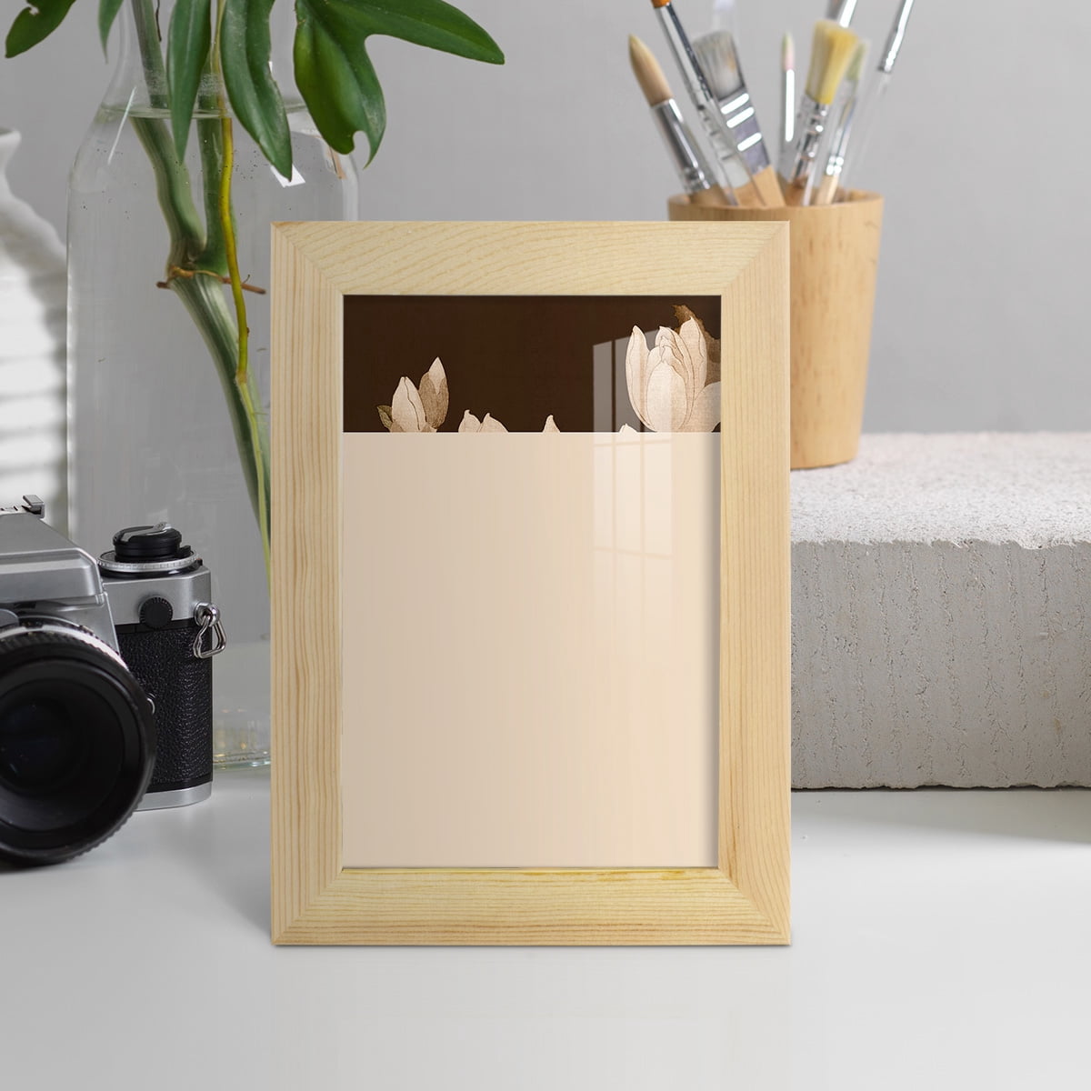 Asian Brocade II - Framed Print w/glass - Natural Wood