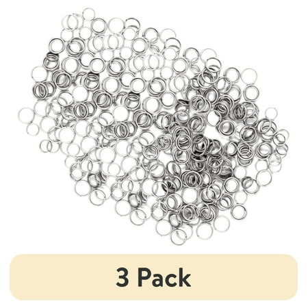 (3 pack) Cousin DIY Metal Split Ring Assortment, 4mm, 6mm, and 8mm, 240 Piece, Silver Finish