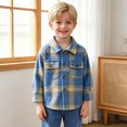 thumbnail image 2 of Boy Plaid Woolen Lapel Jacket Coat And Winter Plaid Shirt Coat Loose Shirt,Woolen Plaid Jacket 12-18 Months, 2 of 5