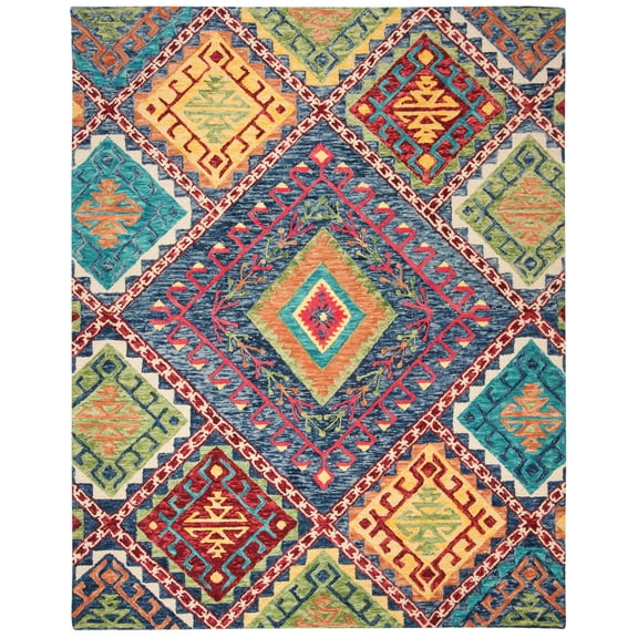 Safavieh Handmade Aspen Kira Boho Tribal Wool Rug 9' x 12' 9' x 12' Indoor,Handmade Living Room,Bedroom,Dining Room Rectangle
