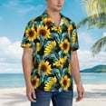 thumbnail image 5 of Daiia Blue Batterflies Sunflower Hawaiian Shirt for Men Gentle Cotton Regular Short Sleeve Casual-Medium, 5 of 9