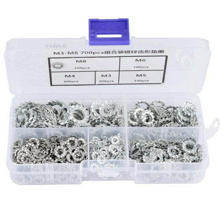 

clearance 700pcs Galvanized Serrated Toothed Lock Washer Flat Set Fastening Tool M3/M4/M5/M6/M8