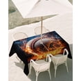 thumbnail image 2 of Outdoor Tablecloth with Umbrella Hole, Baseball, Spillproof Waterproof Outdoor Table Cover, Sports Theme Gradient Orange Blue Black Patio Tablecloths for Party Picnic Camping, Rectangle 52"x70", 2 of 9