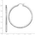 thumbnail image 3 of Sterling Silver Rhodium-plated 3.00mm Satin Diamond-cut Hoop Earrings, 3 of 3