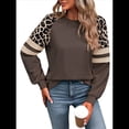 thumbnail image 1 of Camisas de Larga con Estampado de Leopardo para Mujer, Sudaderas Informales de Otoño con Cuello Redondo y Bloques de Color Color Café S, 1 of 10