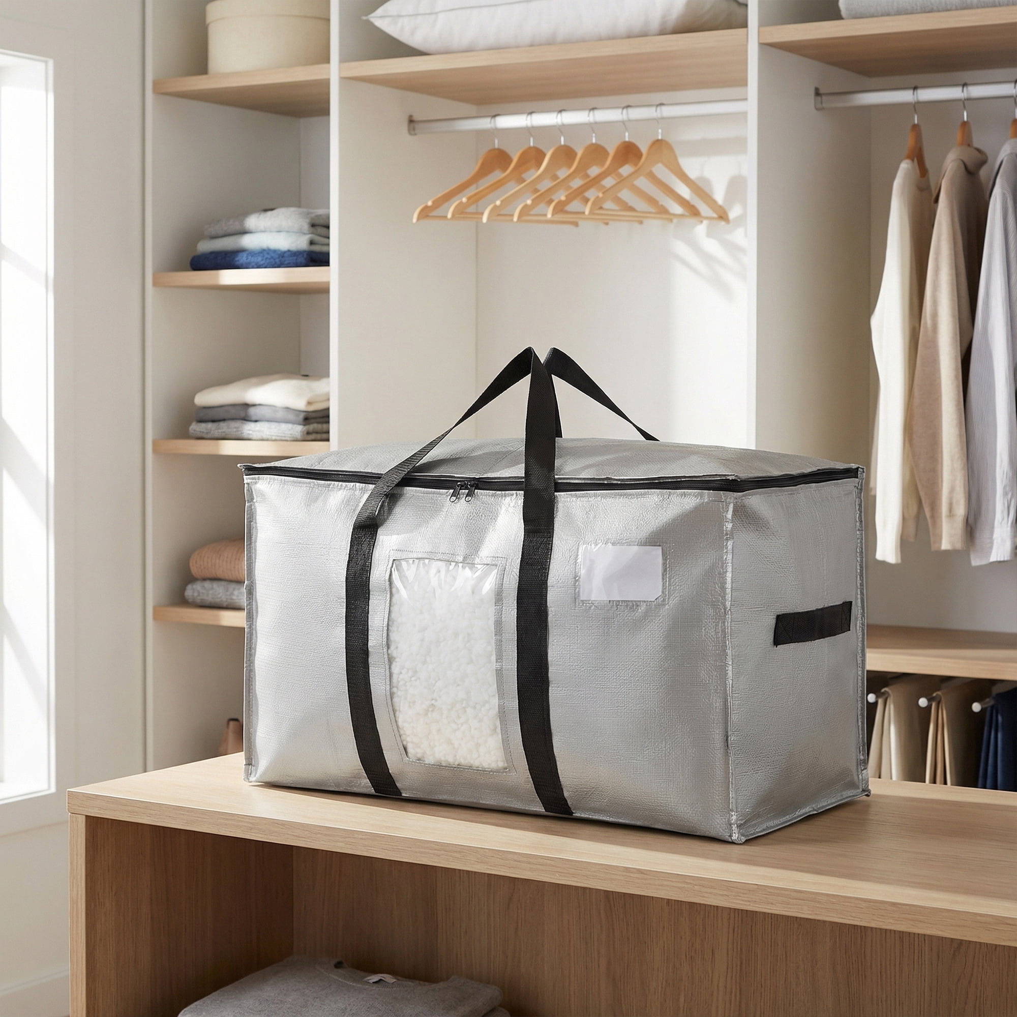 Unique Bargains Storage Bags for and Closet with Handles Light Grey 27.56"x13.78"x16.54"