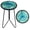 Green, variant on Liffy Round Glass Side Table, Vortex Metal End Table, Plant Stand for Living Room, Balcony, Porch,12"x12"x21"