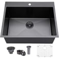 thumbnail image 4 of Gunmetal  Kitchen Sink Topmount Drop in Stainless Steel Single Bowl Kitchen Gauge Extra-Thick Modern Bar Prep RV Laundry Sinks with Dish Grid and Basket Strainer, 4 of 6