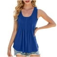 thumbnail image 1 of ohmzyzo Débardeurs d'Été pour Femmes Col Rond Plissé Sans Manches Hauts Décontractés Coupe Ample T-Shirts Fluides, 1 of 6