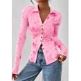 thumbnail image 3 of PRETTYGARDEN Camisa de Mujer Rosa con Estampado Floral de Manga Larga y Botones XXL, 3 of 8