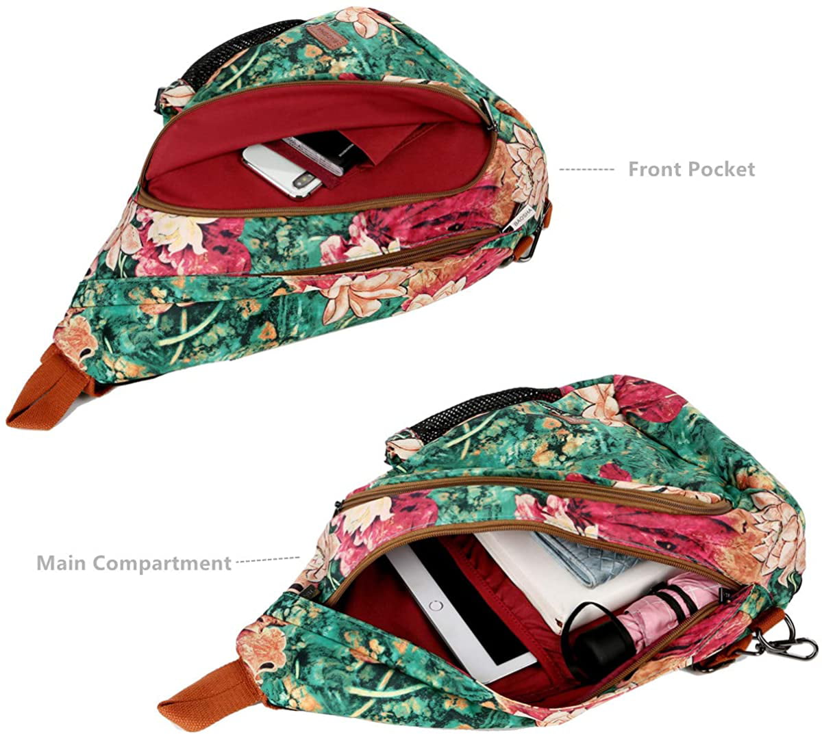 BAOSHA Sling backpack Crossbody Shoulder Chest Bag Travel Hiking Daypack for Women XB-04 