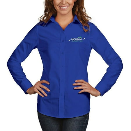 Michigan International Speedway Nascar Michigan International Speedway Antigua Women's Dynasty Woven Button-Up Long Sleeve Shirt - Royal ()