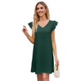 thumbnail image 2 of Summer Dresses for Women V Neck Cap Sleeve Casual Mini Dress Dark Green XL, 2 of 8