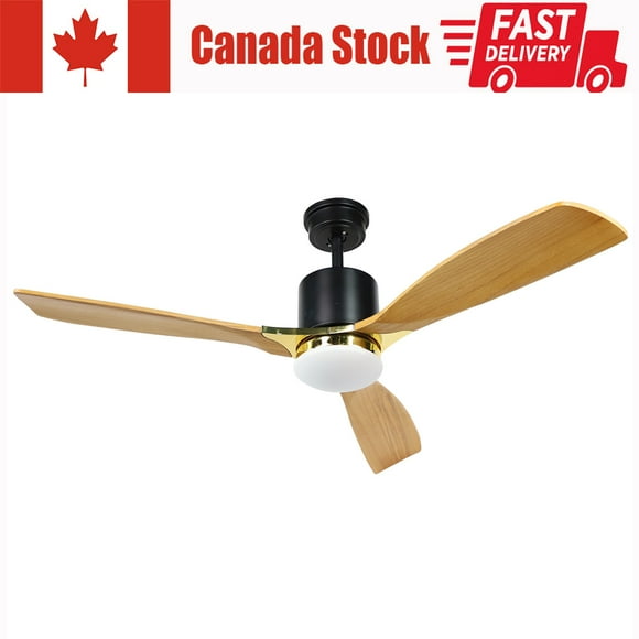 52'' Ceiling Fan with LED Lights,Remote Control,Adjustable dimming, Indoor Outdoor Wood Ceiling Fan with 3 Blade for Patio Living Room, Bedroom, Office, Summer House, Etc