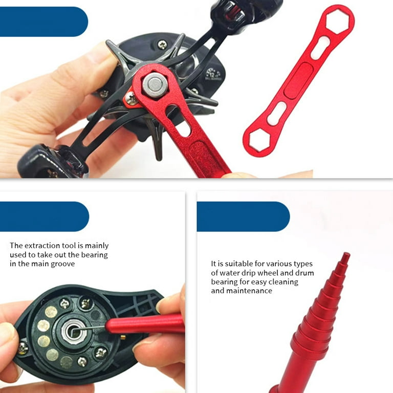 Linyer Fishing Reel Removal Tool Water Wheel Tools Maintenance  Disassembling Modified Kit Multifunctional for Outdoor Red 