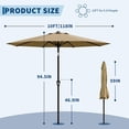 thumbnail image 3 of Garvee 9 feet Outdoor Patio Umbrella, with Push Button Tilt & 8 Sturdy Ribs, Brown, 3 of 7