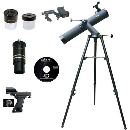 Galileo Astronomical Reflector Telescope and #G-SPA Smartphone Adapter, Black, 8