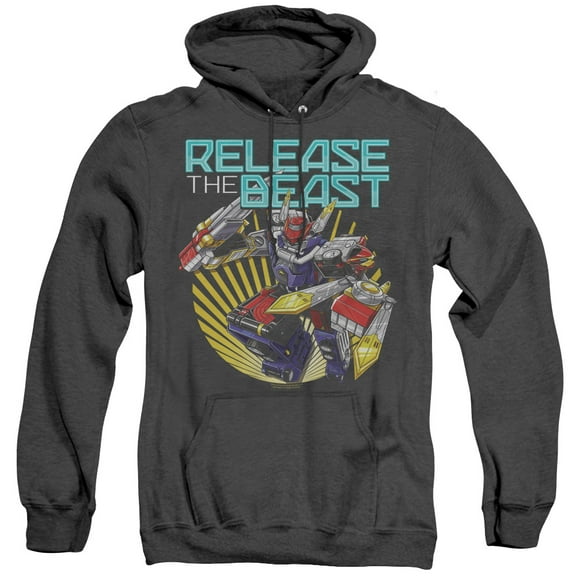 Power Rangers Beast Release Adult Heather Hoodie Sweatshirt Black