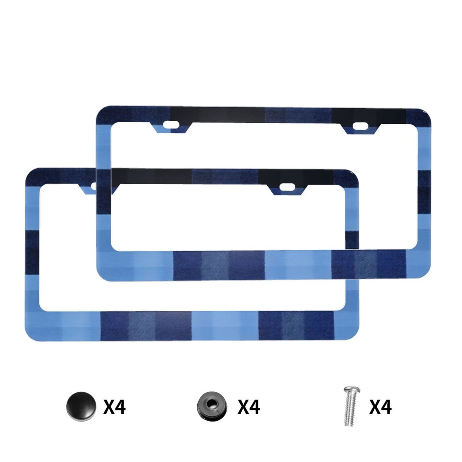 License Plate Frame With Screw Caps 2 Pack Car Plate Frame Front And Rear Rust-Proof Universal Car Tag Holder Cornflowerblue Buffalo Plaid Check Tartan Scotland_1