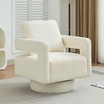 Swivel Accent Chair Modern Rotating Armchair Boucle Fabric Open Back 29.13" Square Seat Living Room Lounge Club Chair