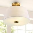 thumbnail image 2 of JONATHAN Y Isabella 15" 3-Light Modern Midcentury Iron LED Semi Flush Mount, Brass Gold/White, JYL9922A, 2 of 8