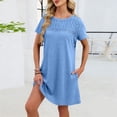 thumbnail image 5 of YueHuiYing Women's 2026 Summer Short Sleeve Dresses Casual Loose Fit Swing T-Shirt Dress V-Neck Sundress, 5 of 6