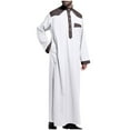 thumbnail image 3 of IYTR Men's Muslim Jubba Thobe Long Sleeve Arab Kaftan Islam Clothing Saudi Dubai Abaya Prayer Robes Caftan Ramadan Eid Mubarak Thobe Beige L, 3 of 4