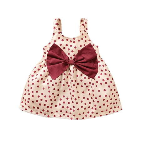 

Girls And Toddlers Dress Short Sleeve Princess Dress Solid Print Red 90