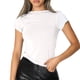 thumbnail image 1 of Gibobby Blusa de Trabajo de Manga Corta Camiseta básica ajustada manga corta para mujer, cuello redondo liso, camiseta corta Cauasl verano(Blanco,CH), 1 of 5