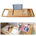 thumbnail image 2 of 8.82lbs Load-bearing Bamboo Bathtub Tray 75-109cm Expandable Bath Tray for Wine Glasses Cell Phones Tablets, 2 of 16