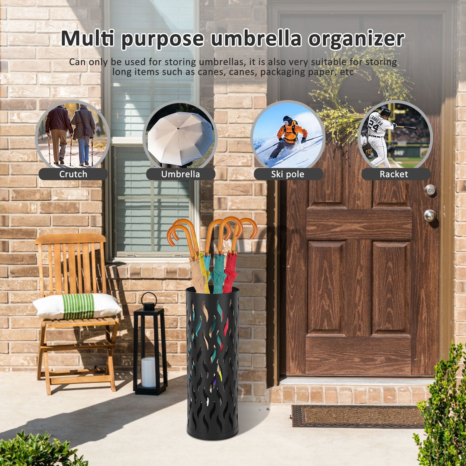 Umbrella Stand Metal Umbrella Holder Hollowed Umbrella Rack Freestanding Umbrella Stand Rack Practical Umbrella Organizer Indoor Umbrella Storage Rack for Home Entryway