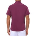 thumbnail image 3 of INSPIRE CHIC Mens Short Sleeve Dress Shirts Stretch Lightweight Business Solid Formal Button Down Shirts S Burgundy, 3 of 6