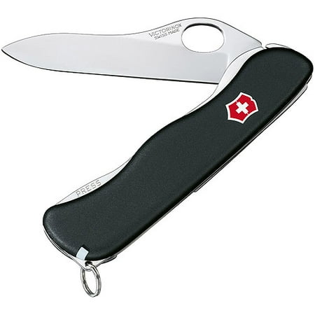 Victorinox Swiss Army 111mm/4.37in One-Hand Sentinel (Fine Edge Blade) Lockblade Knife, Black