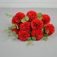 thumbnail image 4 of Eternal Blossom 10 PCS Artificial Flowers Chrysanthemum Ball Bouquet, Silk Floral Fake Long Stem Hydrangea Bouquet Suitable f or Home Garden Party Office Coffee House Decoration Wedding (Red), 4 of 7