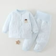 thumbnail image 5 of HAiming Baby Cotton Padded Thermal 2 Piece Set Button down Tops Winter Warm Solid Color Cute Printed Underwear, 5 of 5