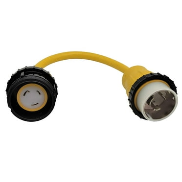 Parkworld 60301Y Shore Power Adapter Cord Marine 50A 125V SS1-50P Male to RV Twist Lock L5-30R 30A 125V Female (Yellow, 1.5FT)