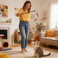 thumbnail image 4 of Interactive Cat Wand Toy with Double Ribbon for Playful Adult Feline Entertainment and Exercise, 4 of 5