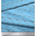 thumbnail image 3 of Soimoi Blue Rayon Fabric Sketch Guitar Musical Instrument Printed Craft Fabric by the Yard 56 Inch Wide, 3 of 3