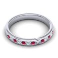 thumbnail image 3 of Diamond-Capitals 0.30 Carat Taille Ronde Naturel Diamant Rouge Rubis Pierres Précieuses Fine Bande d'Engagement Éternité pour Mariée Solide 14K Or Blanc Taille 10.5, 3 of 8