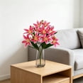 thumbnail image 6 of Artificial Lily Bouquet,13.78 Inch Forks Long Stem Faux Fake Tiger Lily Flower Bouquets for Home Hotel Office Party Decor Table Centerpieces,Hot Pink, 6 of 7