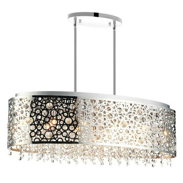 CWI Lighting Bubbles 11 Light Drum Shade Metal Chandelier in Chrome