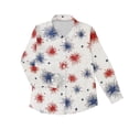 thumbnail image 5 of Ounisa American Flag Shirts Women 250th Anniversary USA Long Sleeve Button Down Blouse Stars & Stripes Print Patriotic Tops, 5 of 5