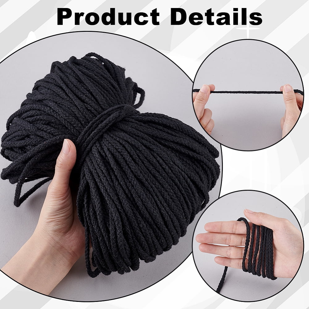 1 Set 100M Cotton Ribbon for Cloth Dress Sewing Accessories Black 1/4 inch(5mm) about 109.36 Yards(100m)/Set
