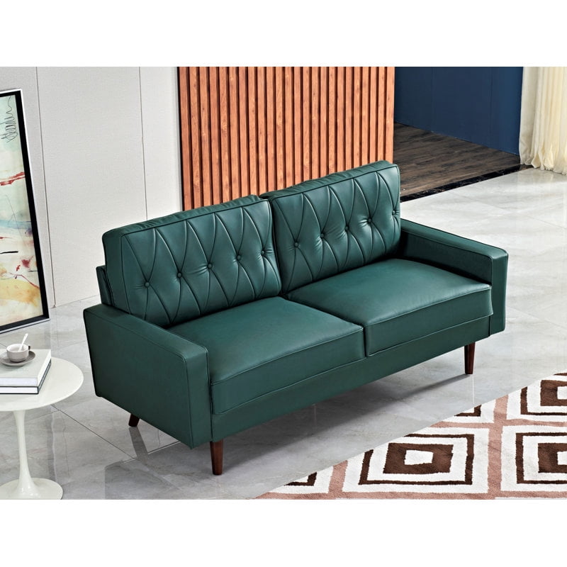 US Pride Modern Style Faux Leather Loveseat with Elegant Round Tapered Legs