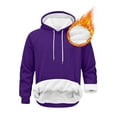 thumbnail image 3 of Men's Hoodies Sherpa Fleece Lined Sweatshirt Winter Casual Warm Drawstring Plain Hooded Pullover Sweater (S, Purple #A), 3 of 7