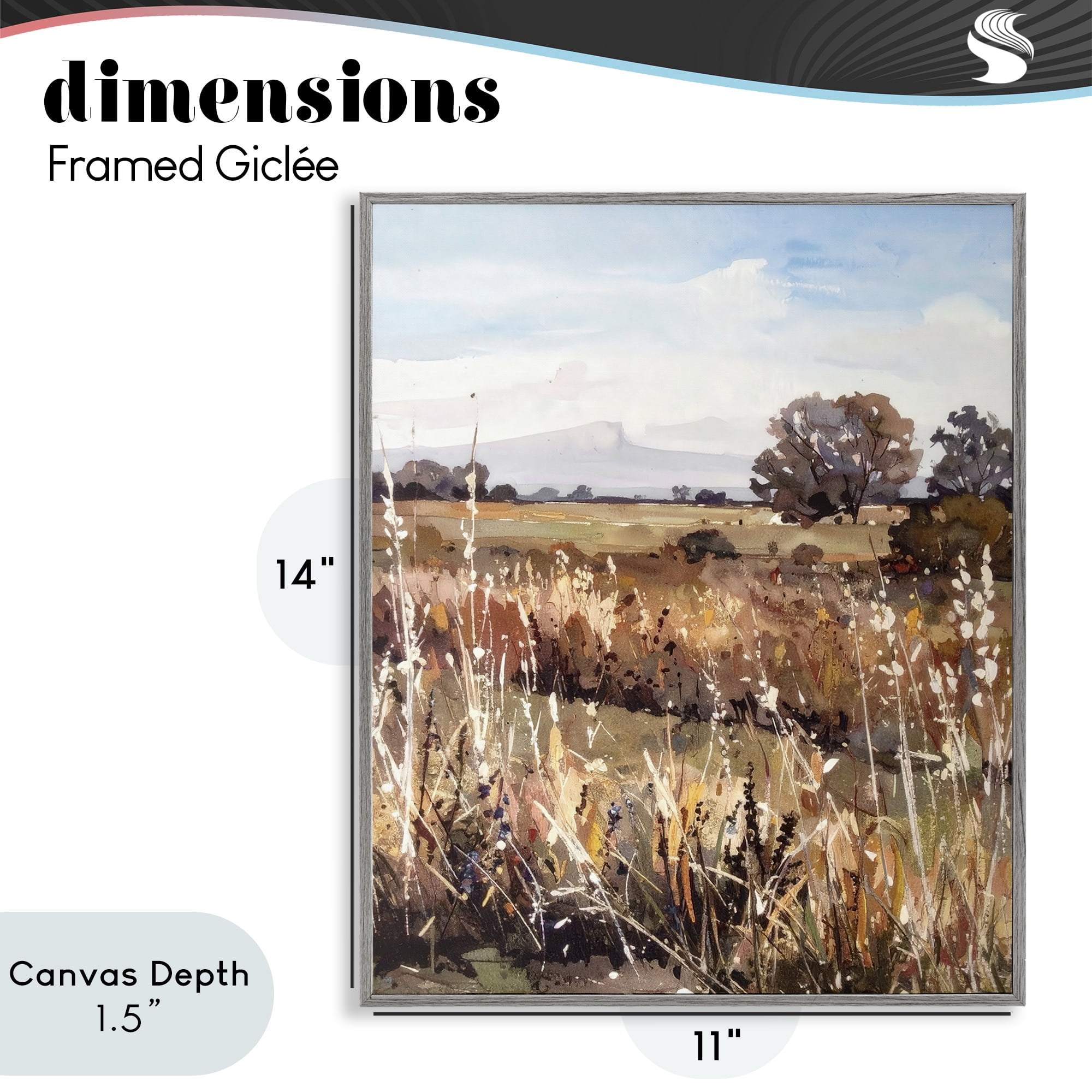Stupell Industries Peaceful Meadow Expression Gray Framed Giclee Art, design by Alonza Saunders