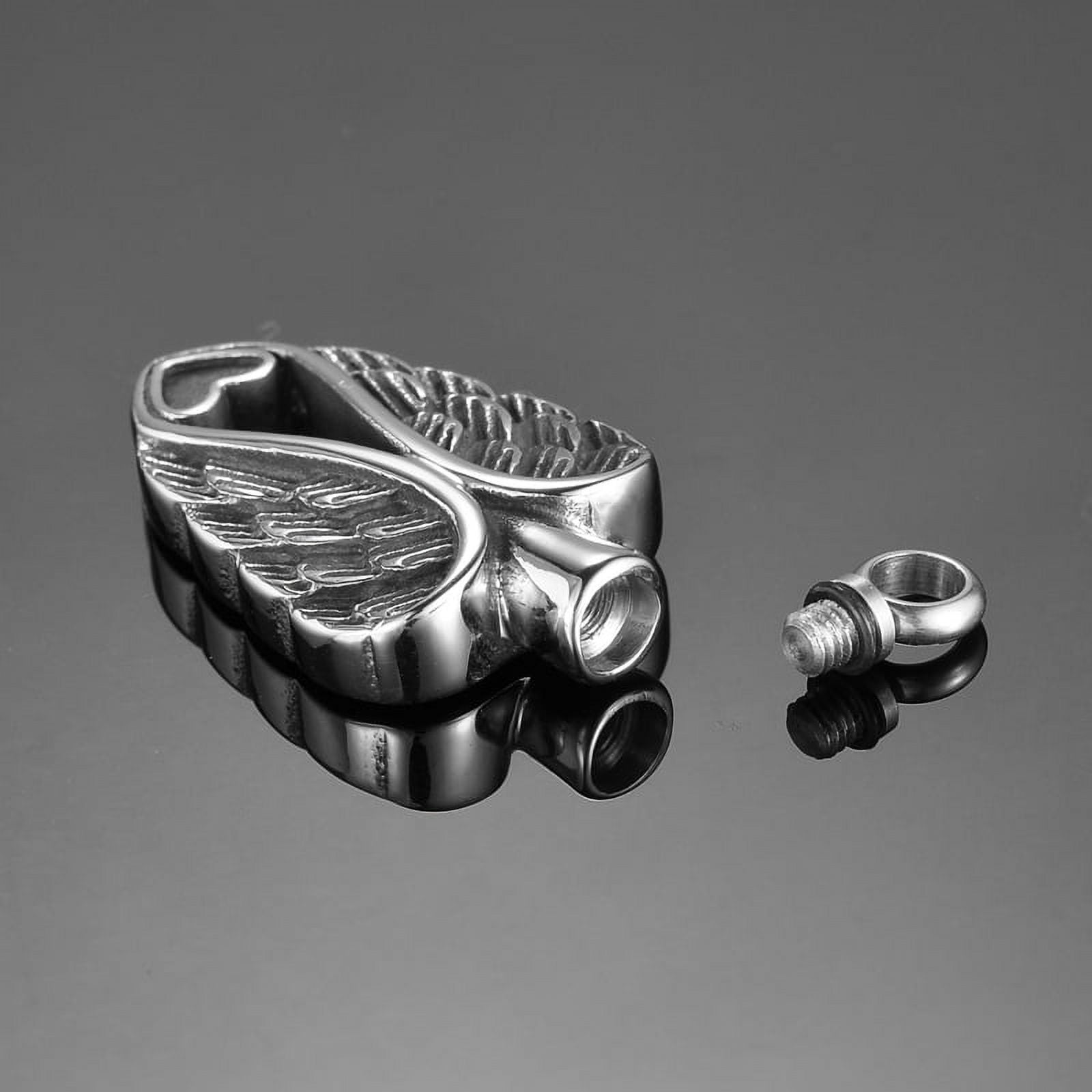 Cremation Jewelry for Ashes Memorial Necklace Ash Urn Keepsake with FREE Funnel Kit and Velvet Jewelry Box-[Vintage Angel Wings]