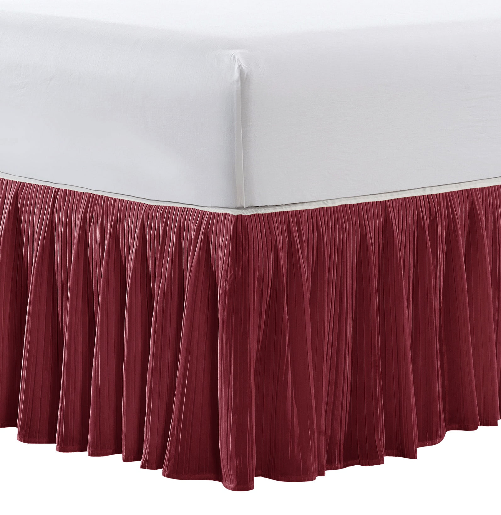 Home Soft Things Diamond Flannel Pleated Bed Skirt, Brick, King (78" x 80" + 18")